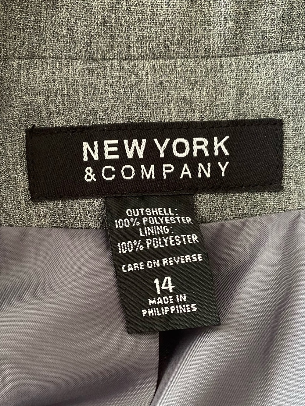 New York & Company | Y2K Grey/Gray One-Button Model Off-Duty Blazer Sz 14 - Picture 12 of 16